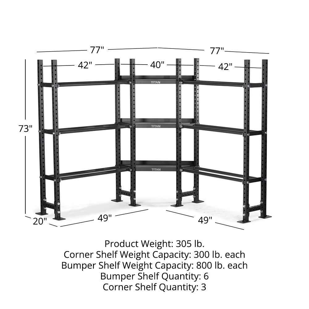 Elite Series Mass Storage System with Bumper Plate & Corner Shelves | Tier 3 73" / 42" - view 30