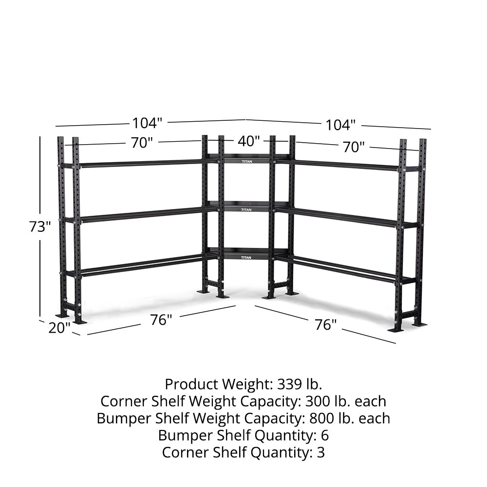 Elite Series Mass Storage System with Bumper Plate & Corner Shelves | Tier 3 73" / 70" - view 40