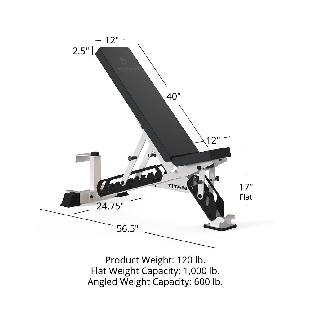 TITAN Series Adjustable Bench | White - view 77