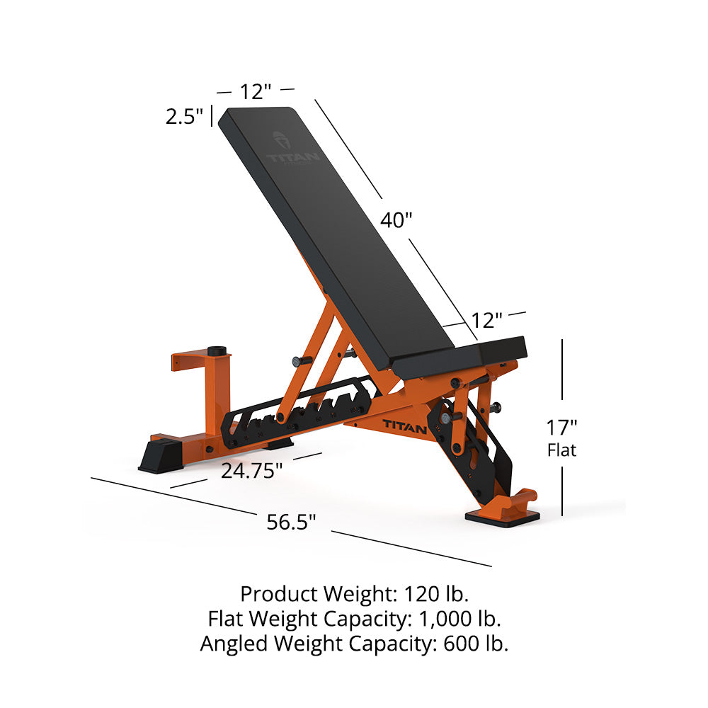 TITAN Series Adjustable Bench | Orange