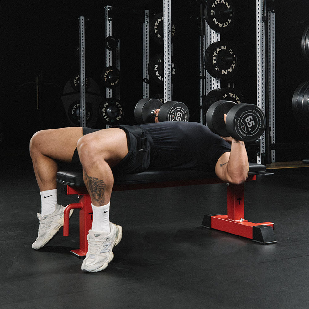 Elite Series Single Post Flat Bench | Red