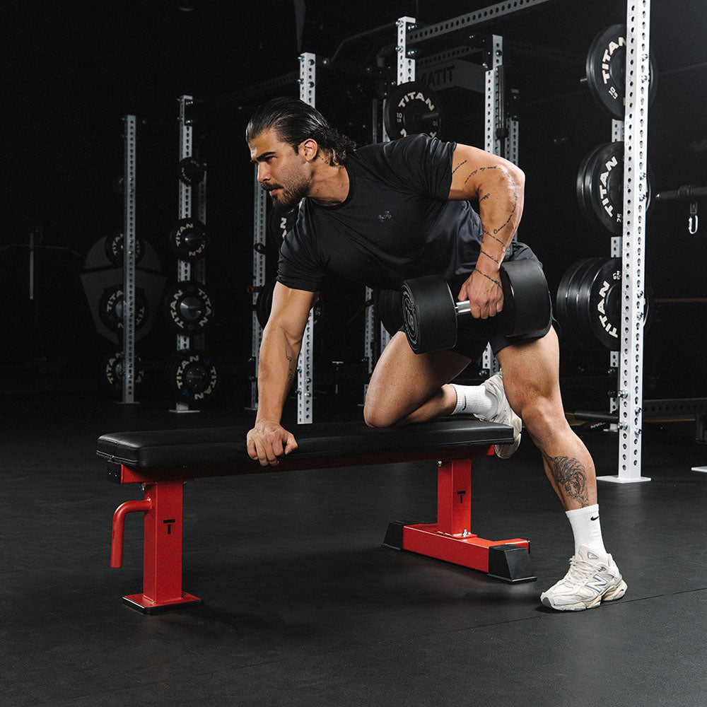 Elite Series Single Post Flat Bench | Red