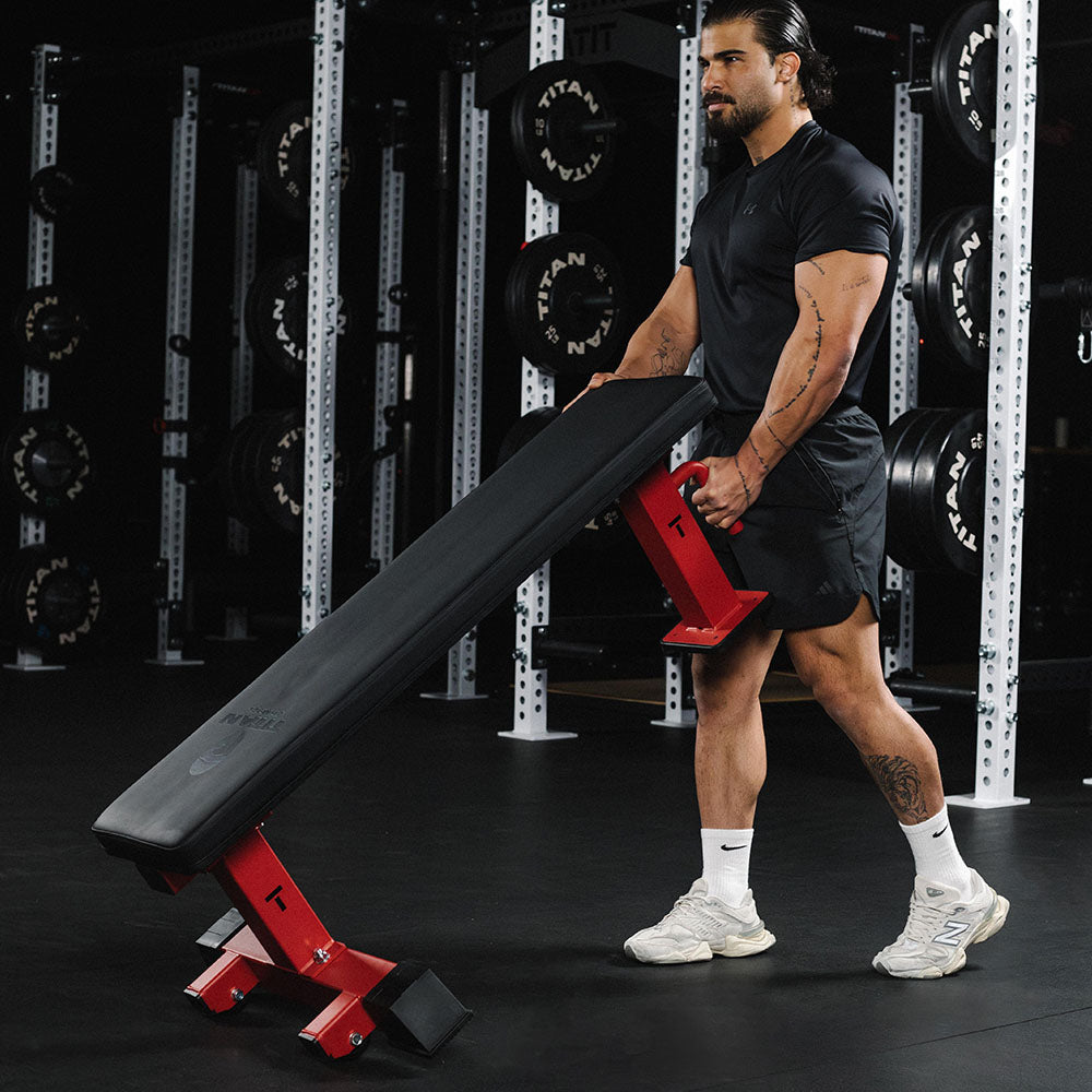Elite Series Single Post Flat Bench | Red