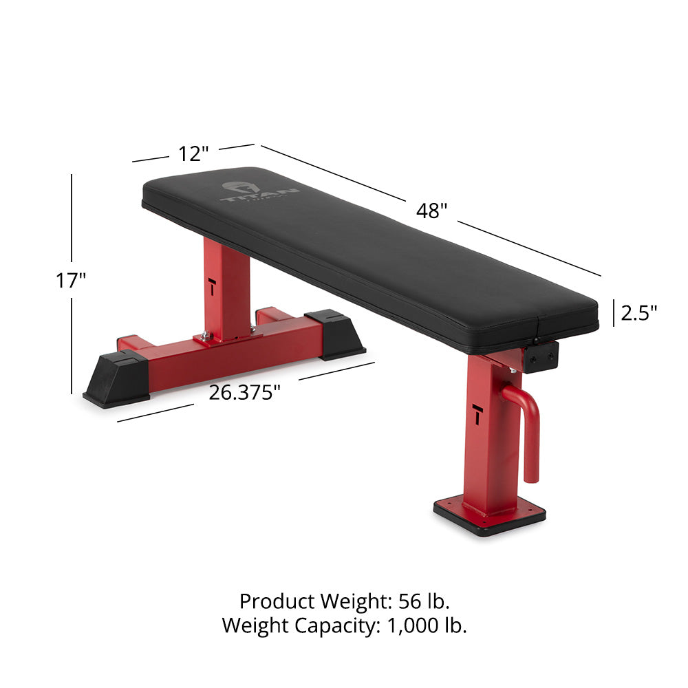 Elite Series Single Post Flat Bench | Red