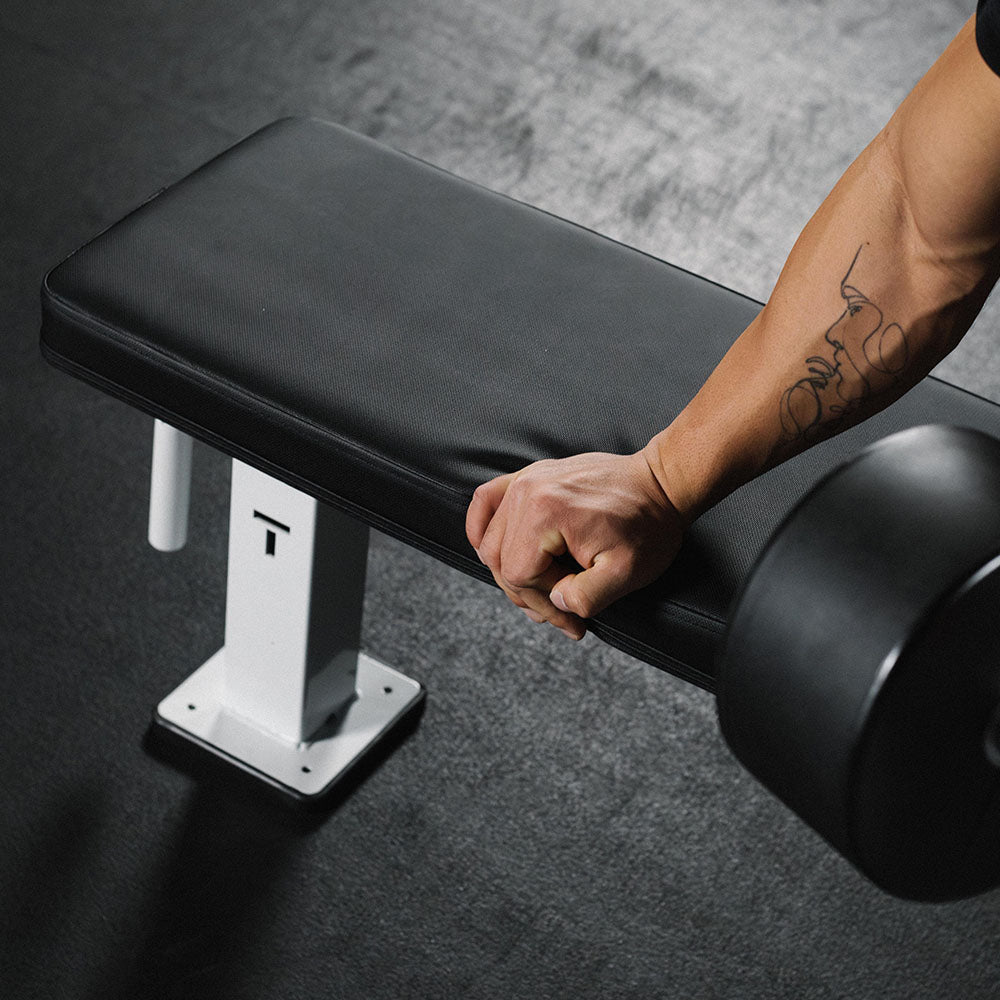 Elite Series Single Post Flat Bench | White