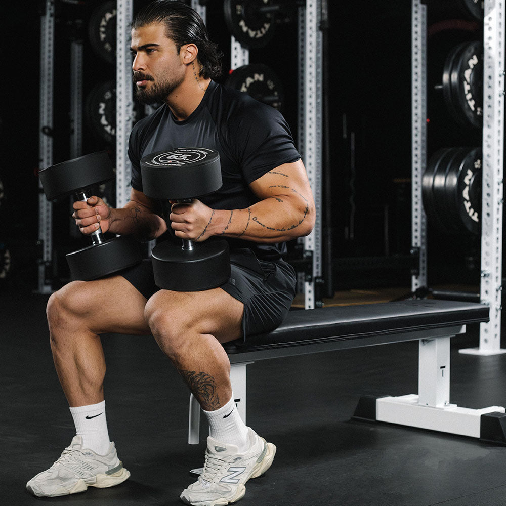 Elite Series Single Post Flat Bench | White