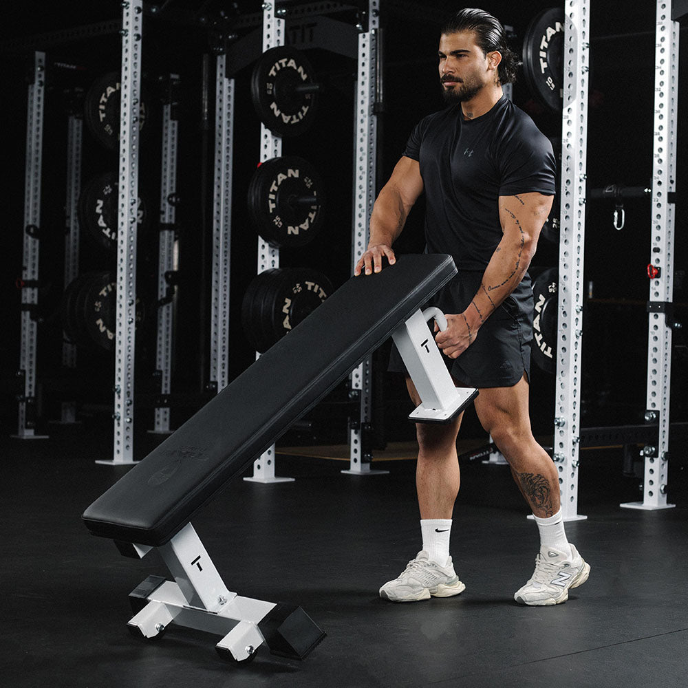 Elite Series Single Post Flat Bench | White - view 44
