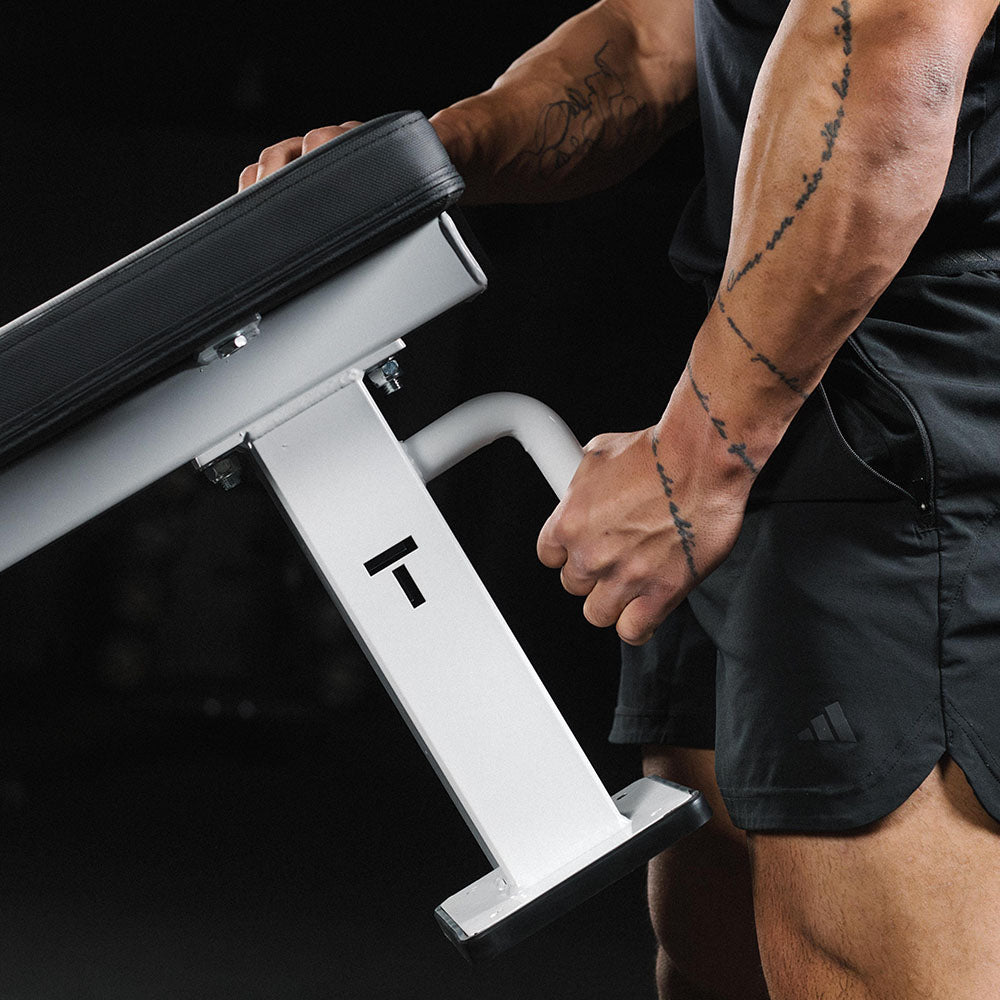 Elite Series Single Post Flat Bench | White