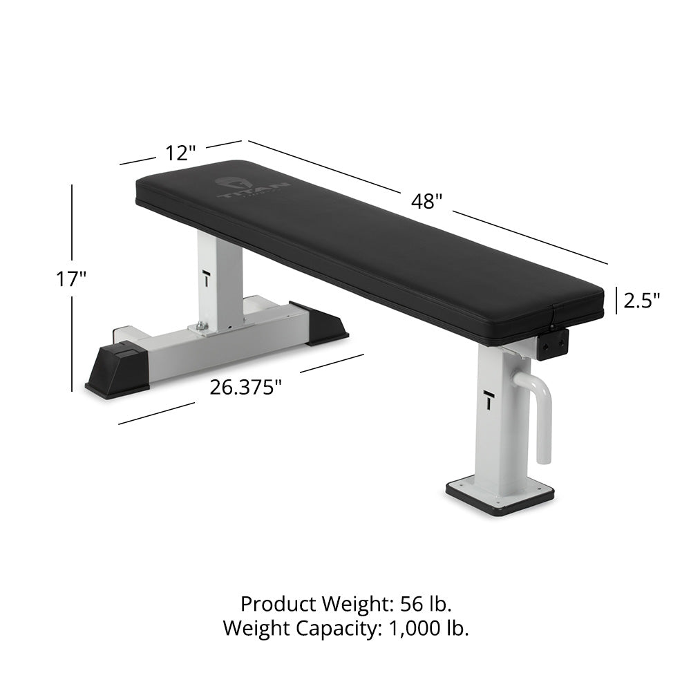 Elite Series Single Post Flat Bench | White