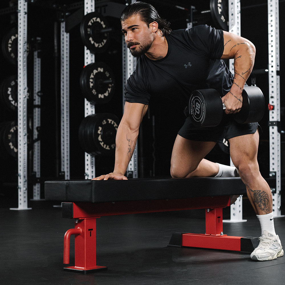 TITAN Series Single Post Flat Bench | Red - view 14