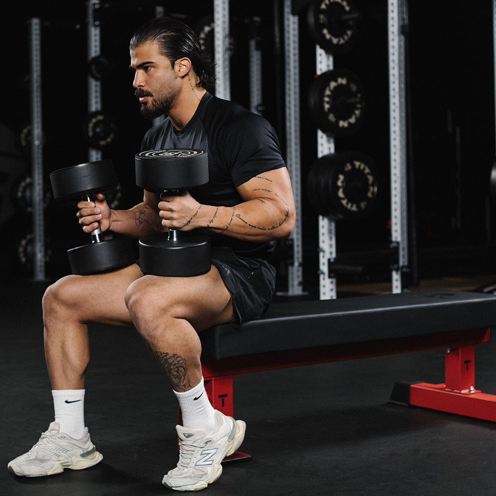 TITAN Series Single Post Flat Bench | Red