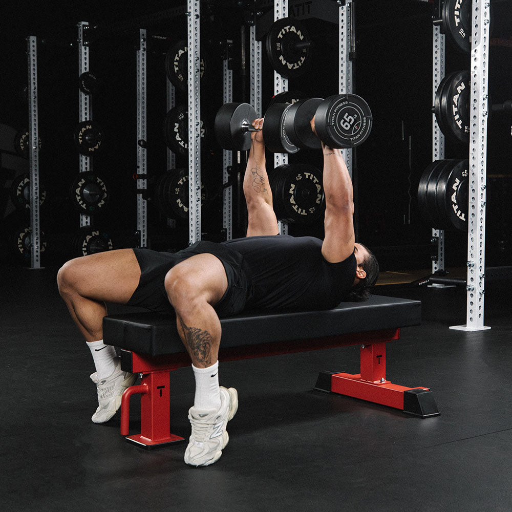 TITAN Series Single Post Flat Bench | Red - view 17