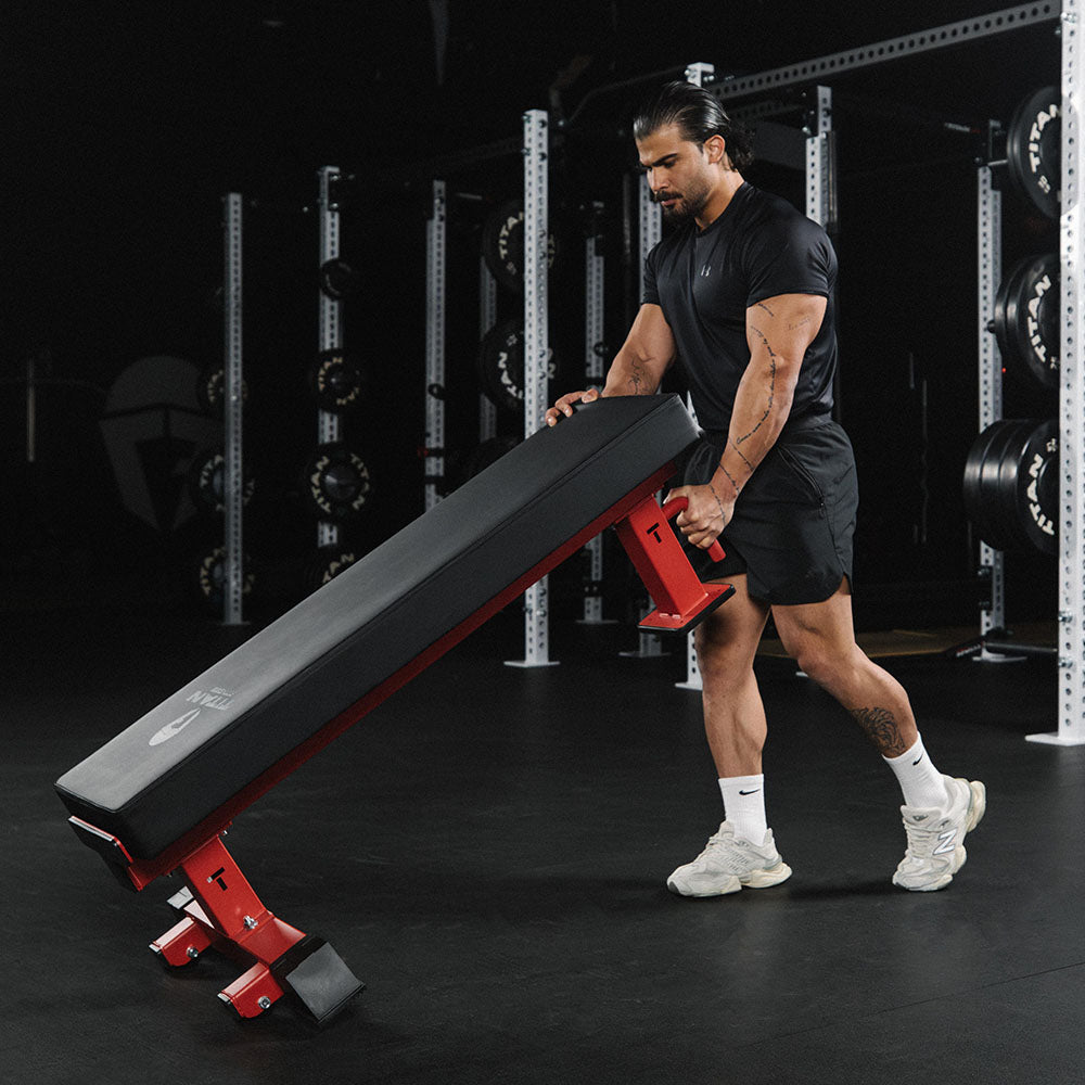 TITAN Series Single Post Flat Bench | Red - view 20