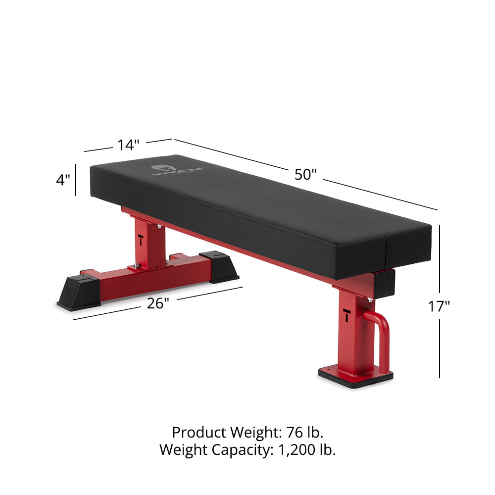 TITAN Series Single Post Flat Bench | Red
