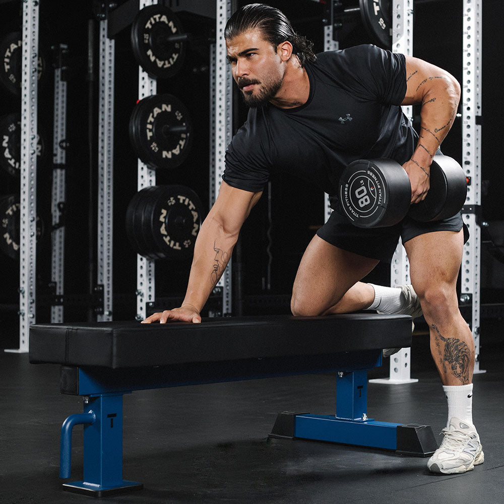 TITAN Series Single Post Flat Bench | Navy