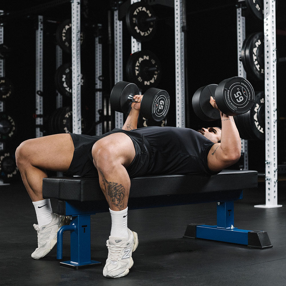 TITAN Series Single Post Flat Bench | Navy