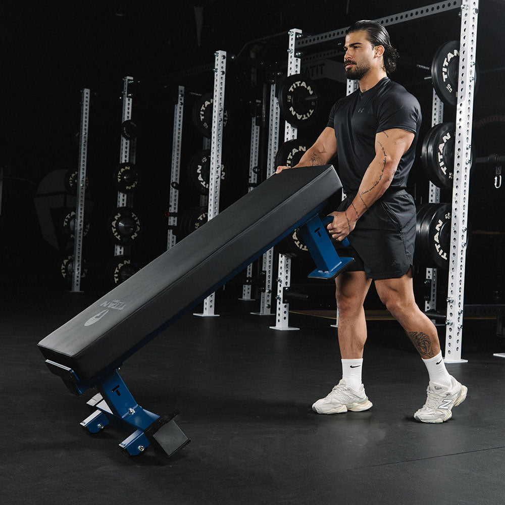 TITAN Series Single Post Flat Bench | Navy - view 32