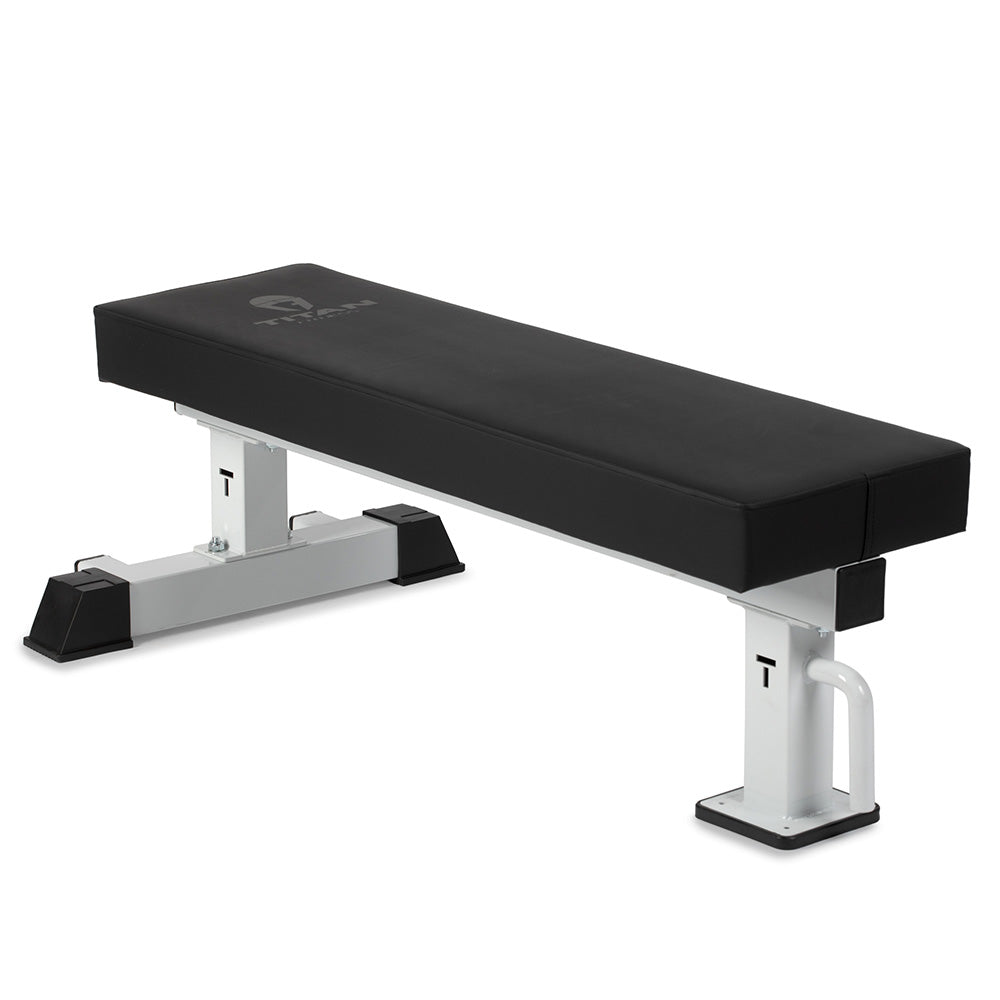 TITAN Series Single Post Flat Bench | White