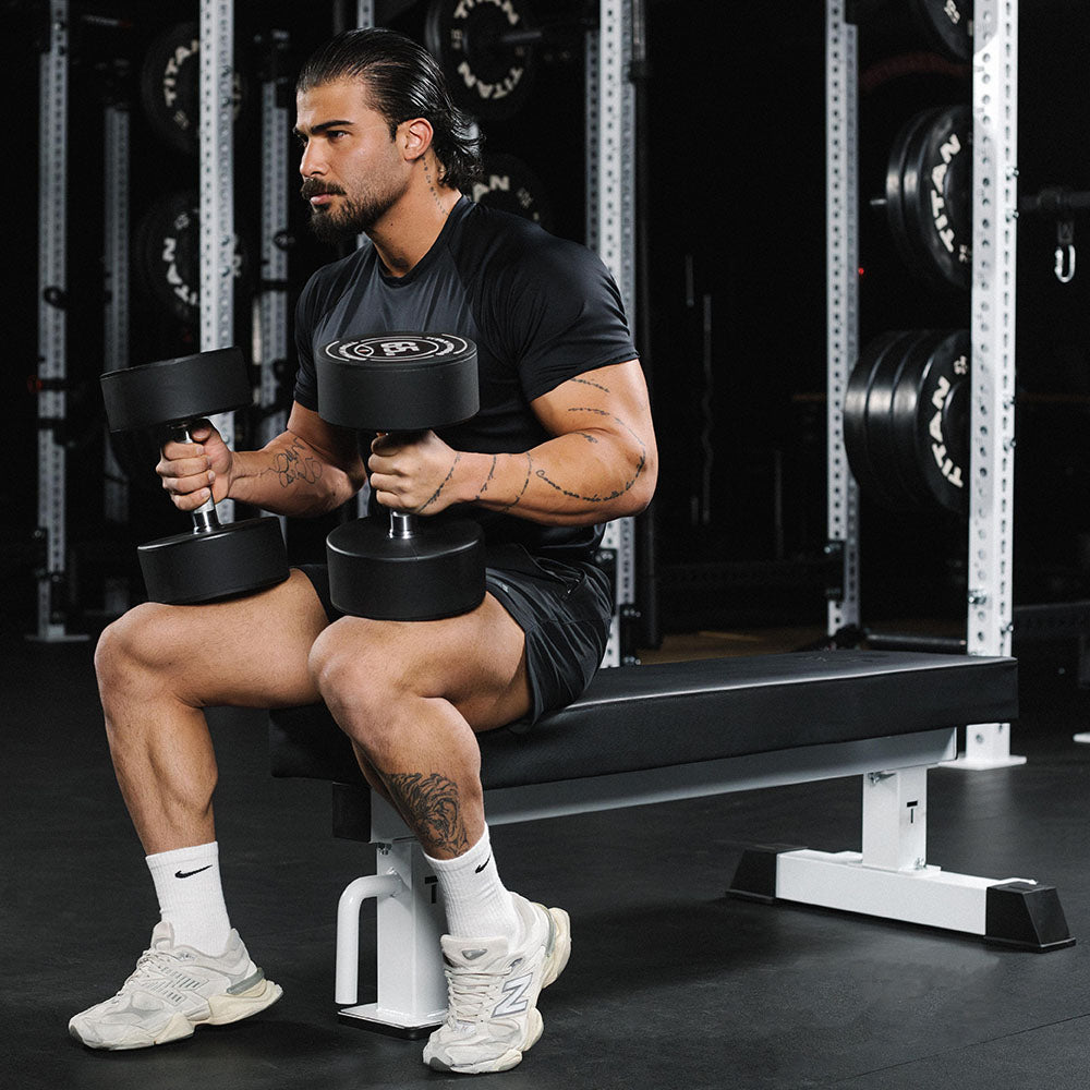 TITAN Series Single Post Flat Bench | White - view 40