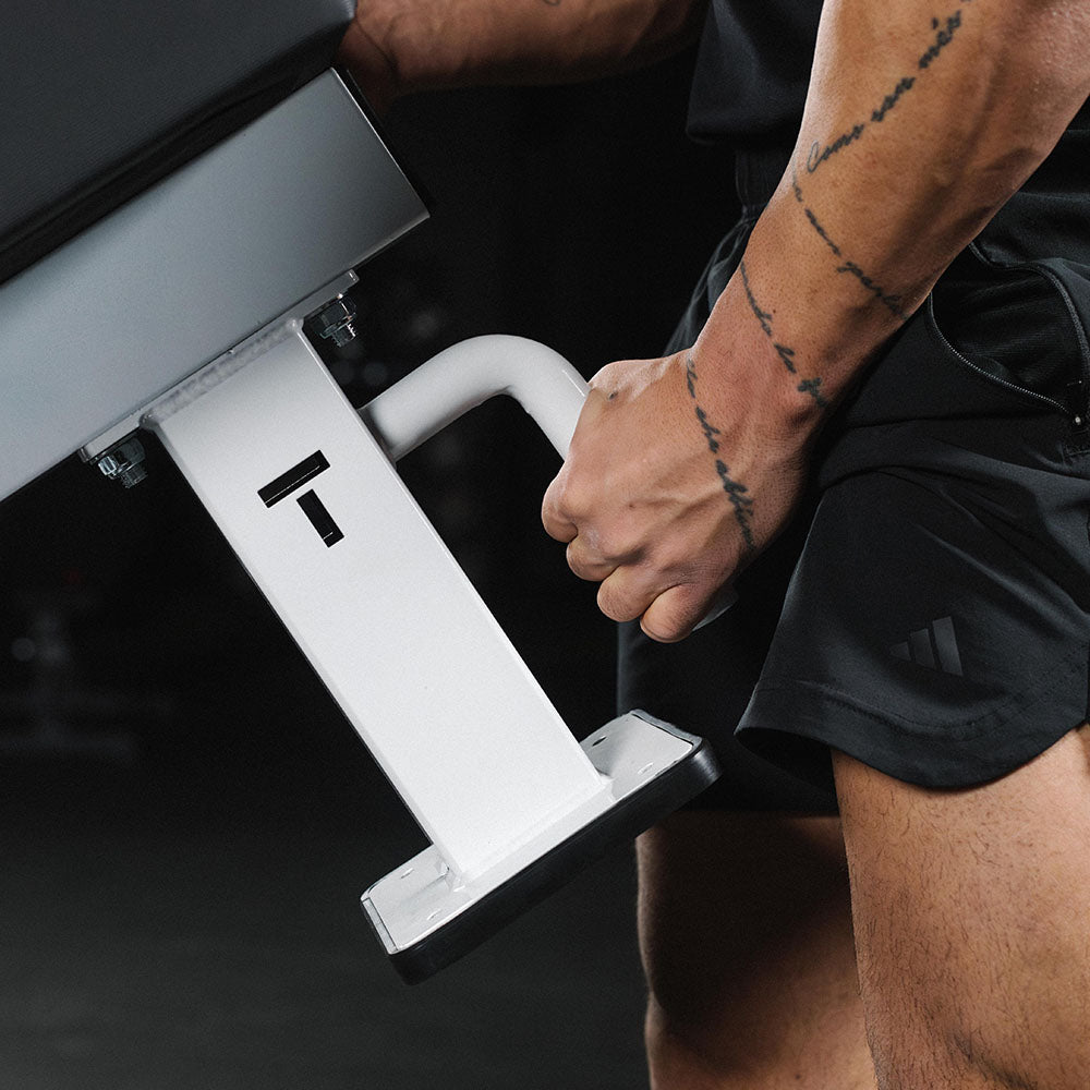 TITAN Series Single Post Flat Bench | White