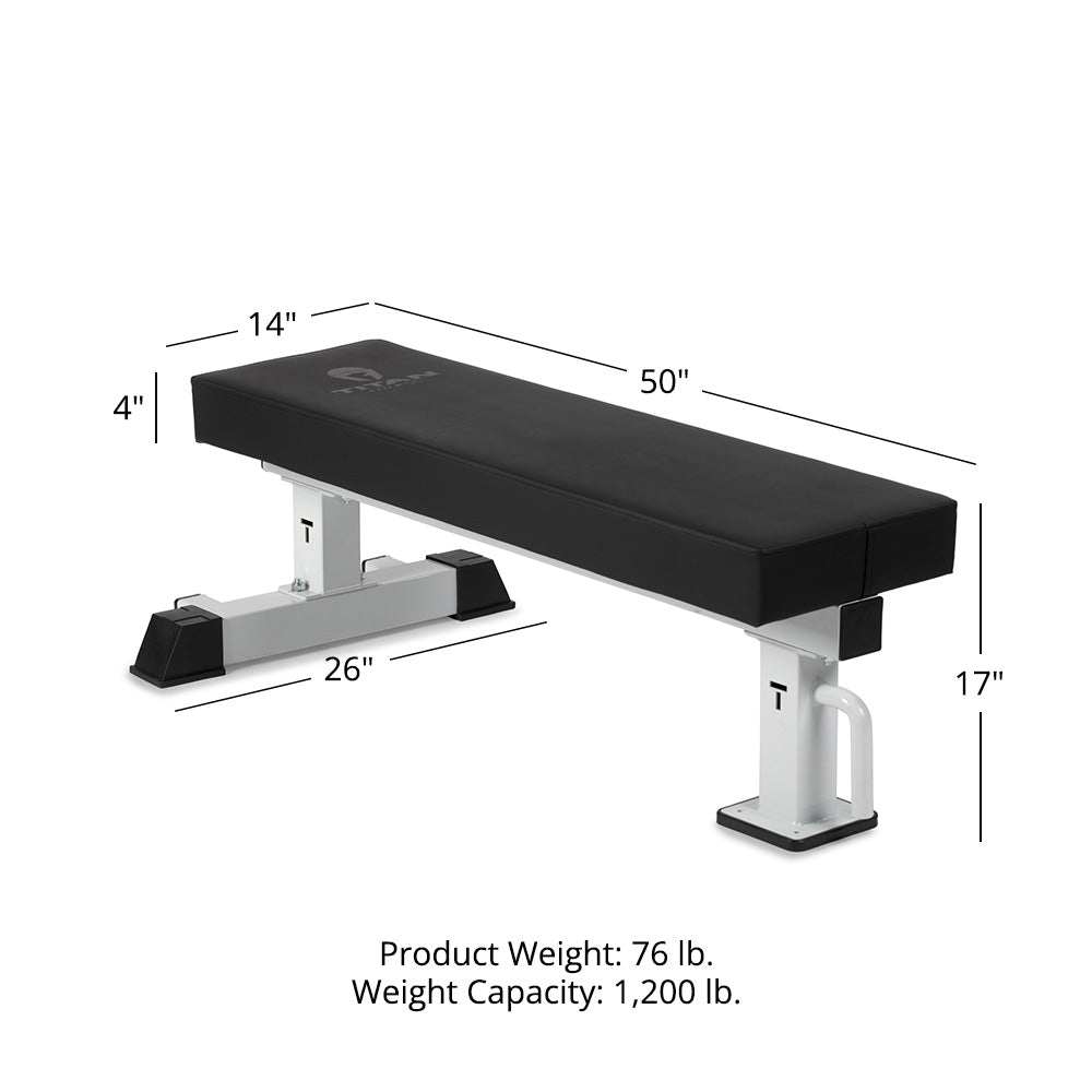 TITAN Series Single Post Flat Bench | White