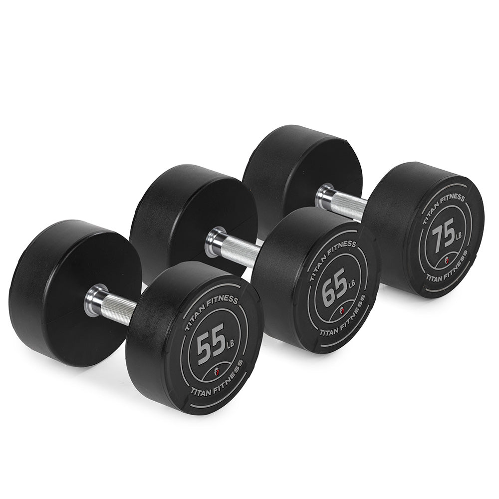 55 LB - 75 LB Set Round Urethane Dumbbells - view 1