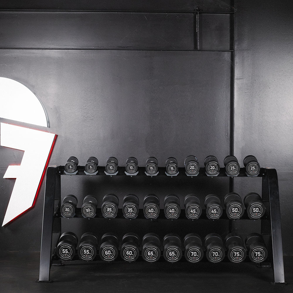 55 LB - 75 LB Set Round Urethane Dumbbells