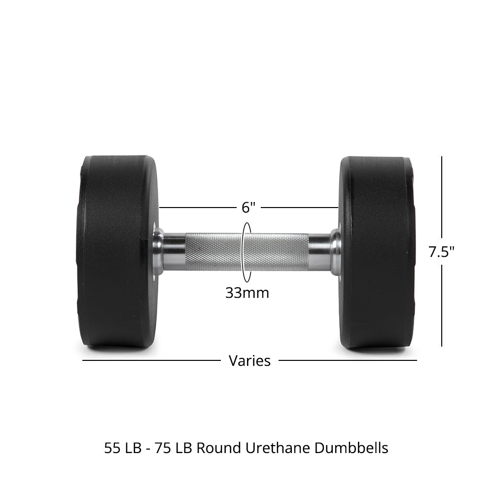 55 LB - 75 LB Set Round Urethane Dumbbells - view 8