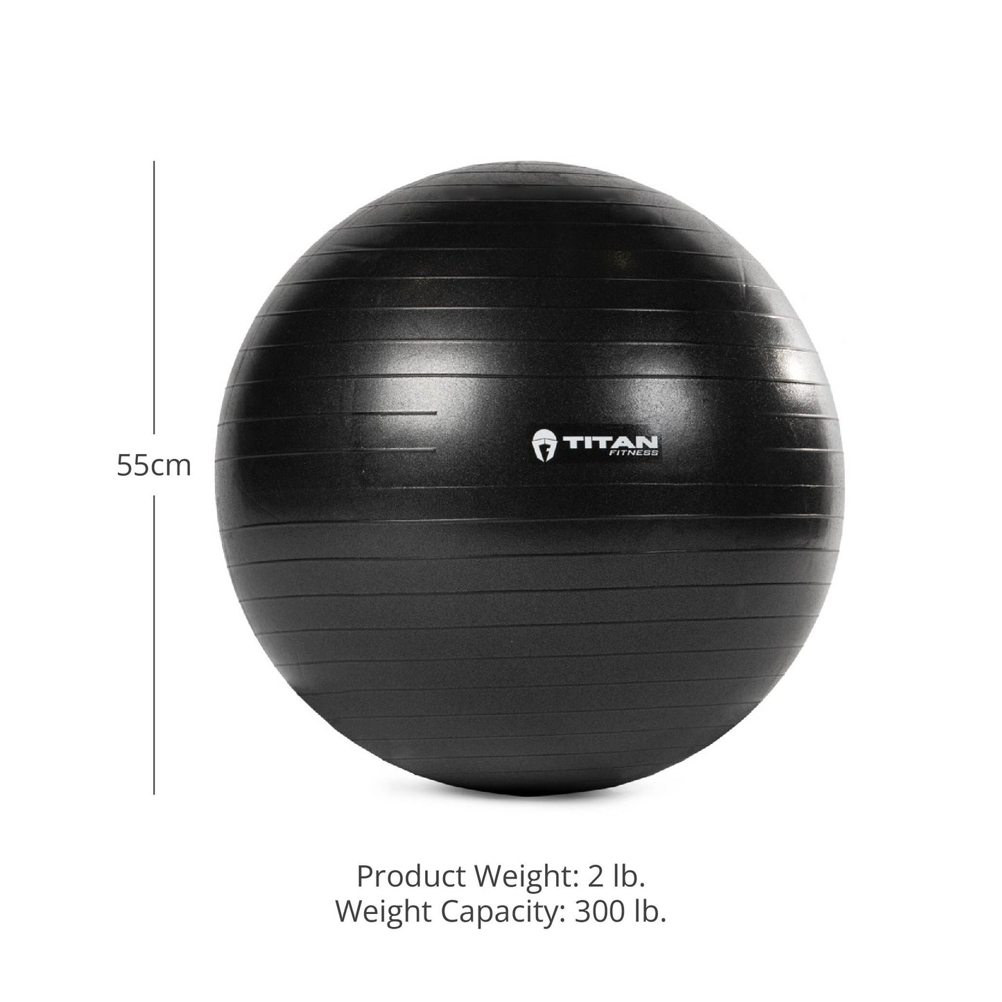 55cm Black Exercise Stability Ball – Titan Fitness