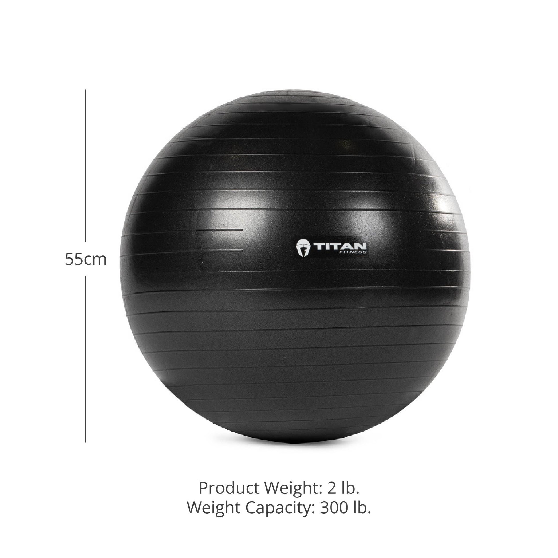 55cm Black Exercise Stability Ball – Titan Fitness