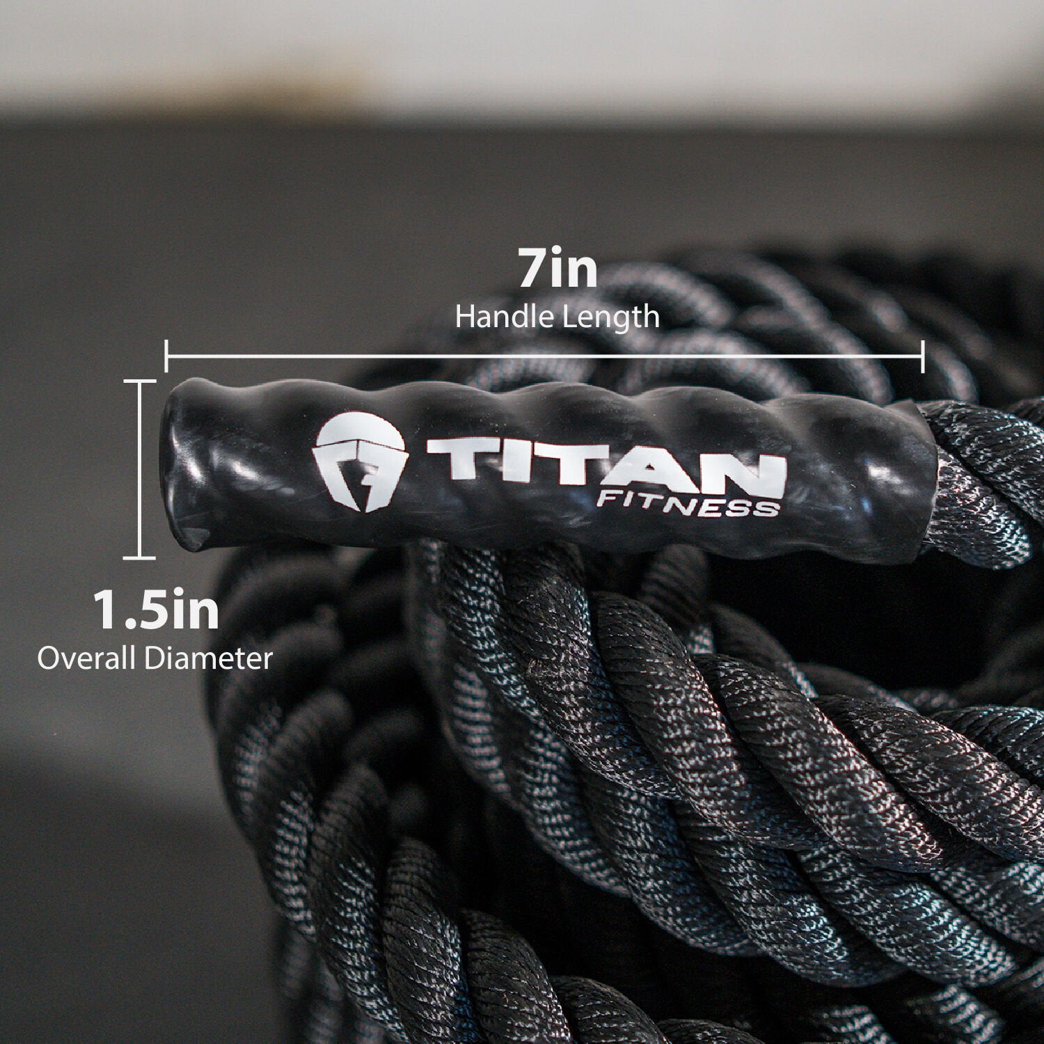 Scratch and Dent 50 x 1.5 Battle Rope Black Poly Dacron FINAL SALE Titan Fitness