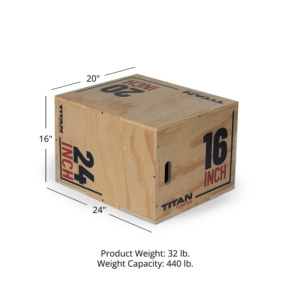 3-in-1 Wooden Plyo Box - Plyo Box Size: Medium | Medium (16 x 20 x 24in)