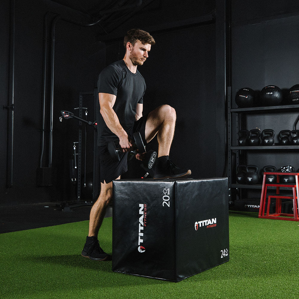 Titan Fitness Heavy Foam Plyometric Box, 16in 18in 20in, 3-In-1 Pro Titan Fitness Heavy Foam Plyometric Box, 16in 18in 20in, 3-In-1 Pro