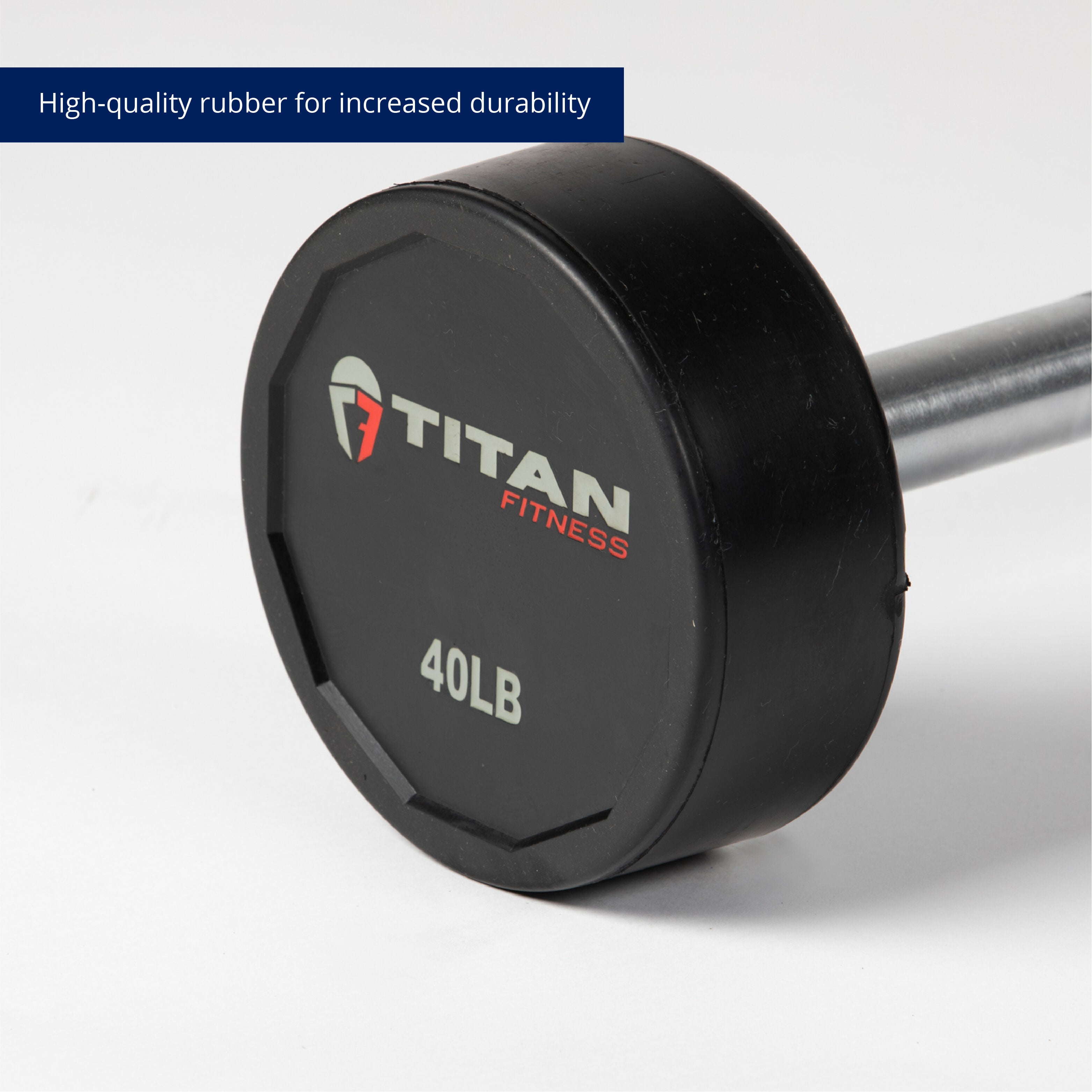 Titan Fitness Rubber Fixed Barbell - Thumbnail 3