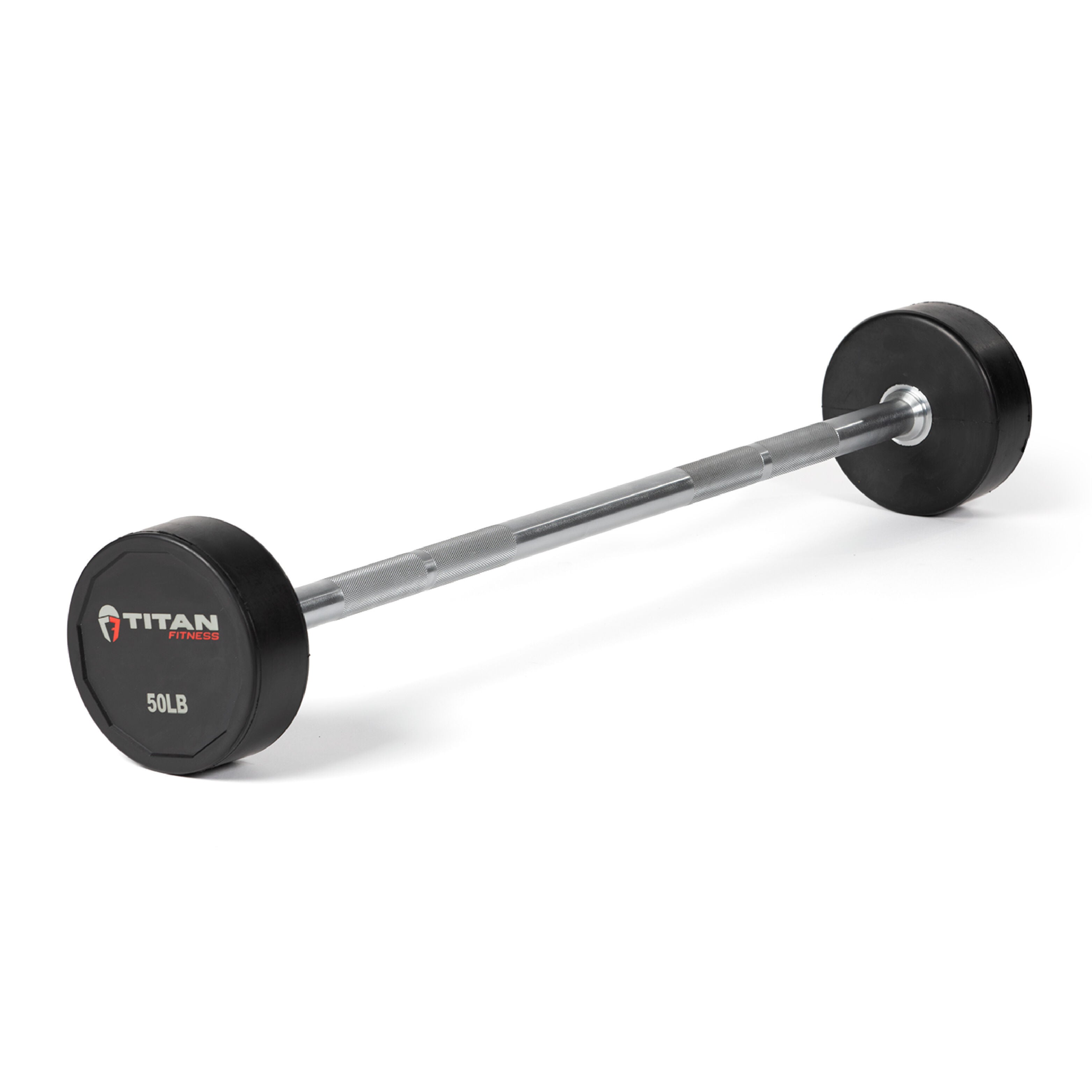 Scratch and Dent 50 LB Straight Rubber Fixed Barbell FINAL SALE