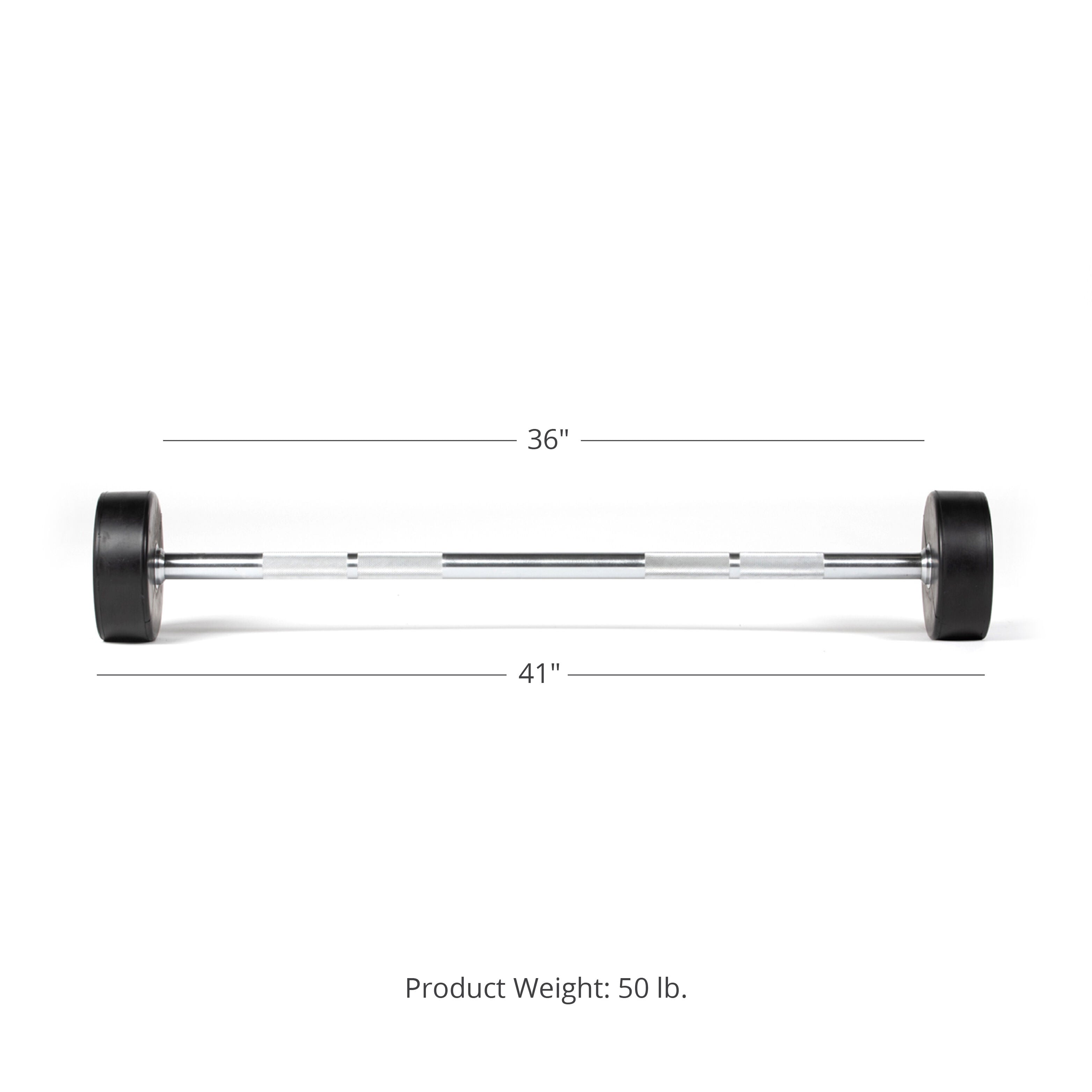 Scratch and Dent 50 LB Straight Rubber Fixed Barbell FINAL SALE Titan Fitness