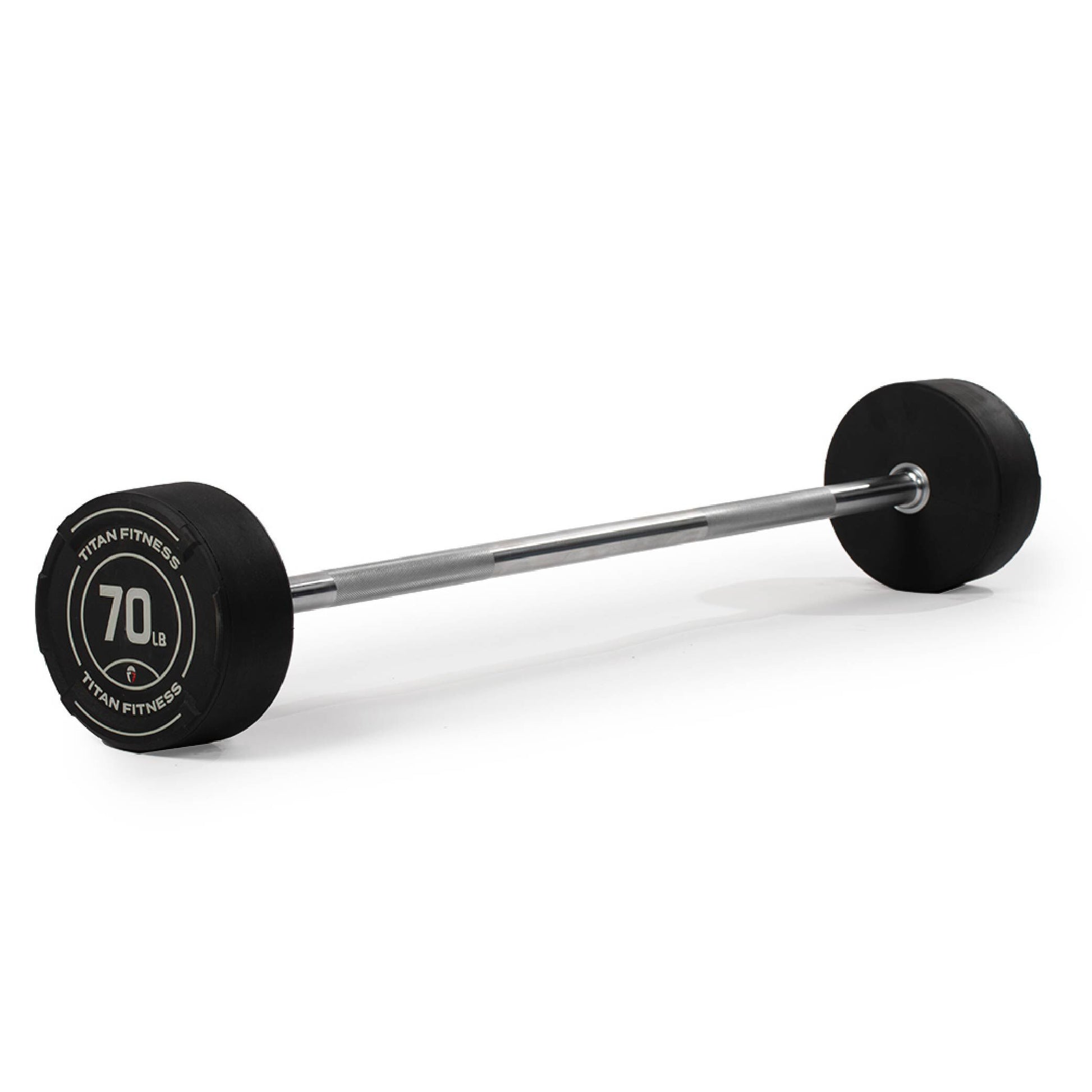 70 lb Straight Fixed Rubber Barbell Titan Fitness