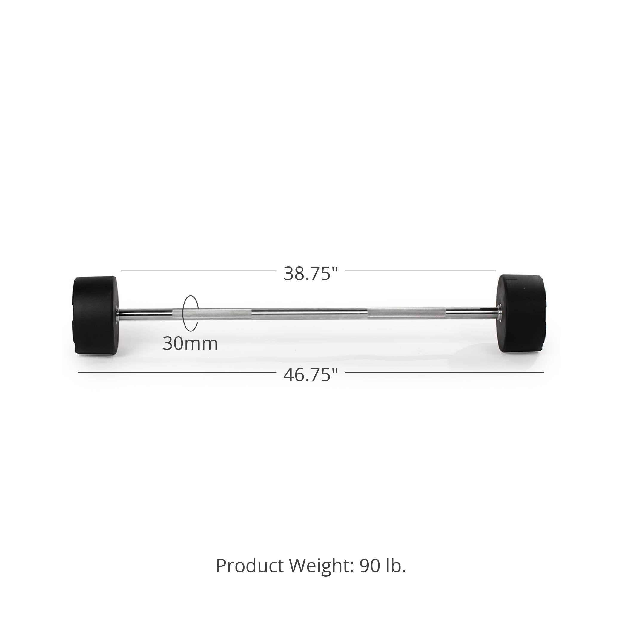 90 LB Straight Fixed Urethane Barbell - Thumbnail 3