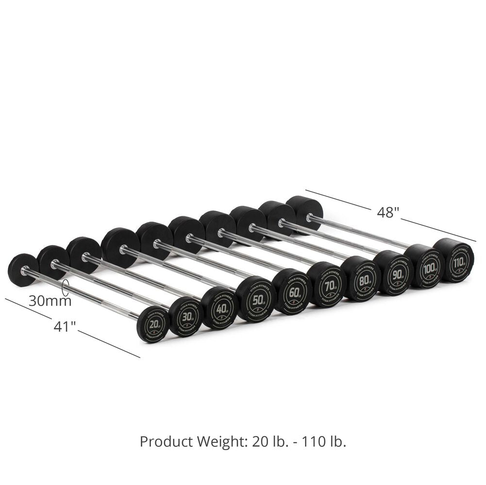Straight Fixed Rubber Barbells - 30mm/41" to 48" - Product Weight: 20lb. - 110 lb. - view 7