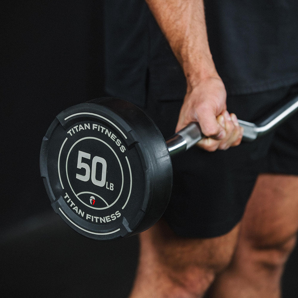 Titan Fitness EZ Curl Fixed Urethane Barbell - Thumbnail 5