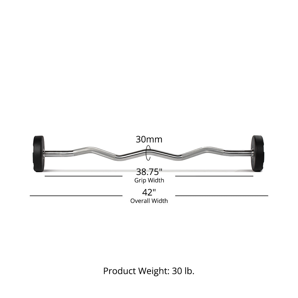 30 LB EZ Curl Fixed Urethane Barbell