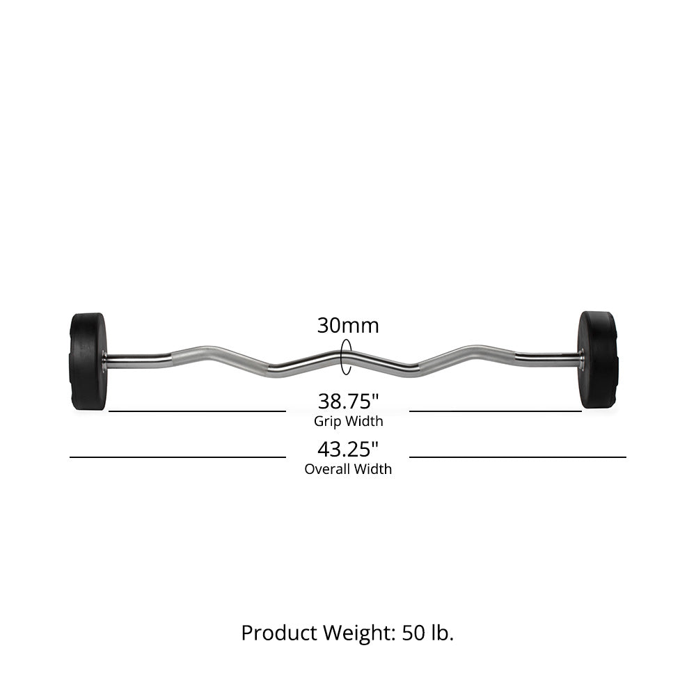 50 LB EZ Curl Fixed Urethane Barbell - Thumbnail 5