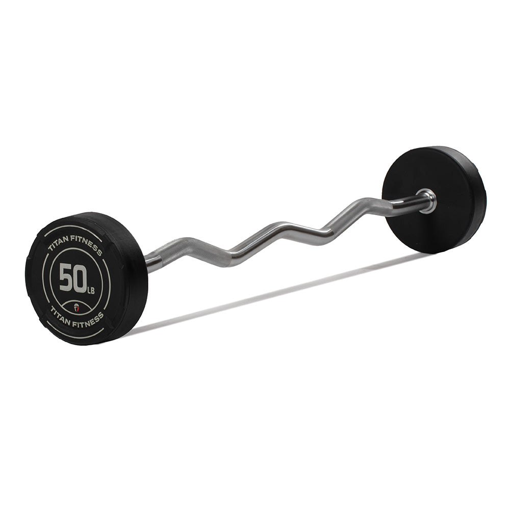 50 LB EZ Curl Fixed Urethane Barbell