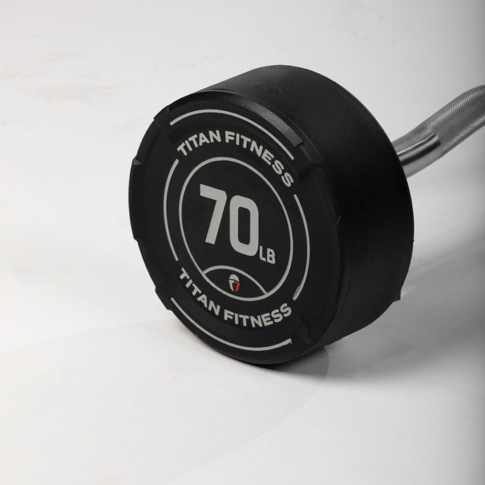 70 LB EZ Curl Fixed Rubber Barbell - view 6