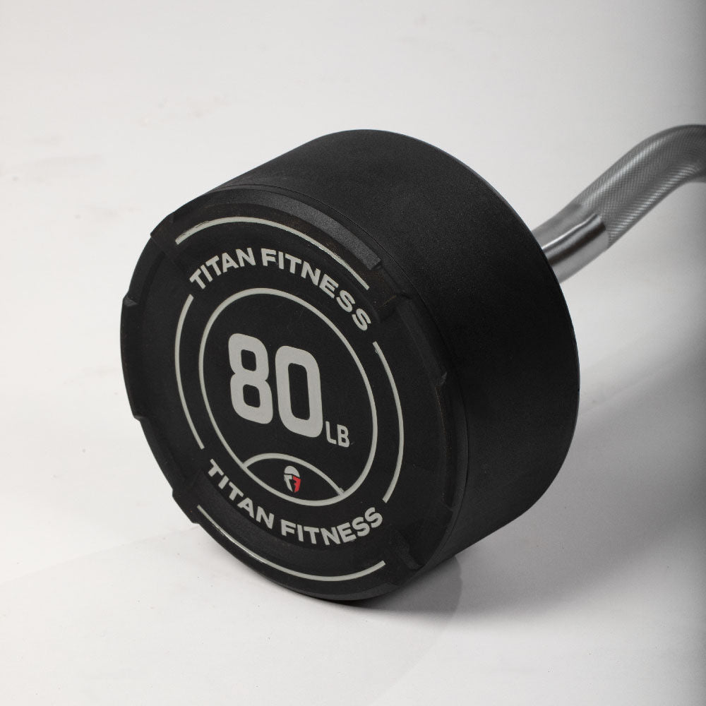 80 LB EZ Curl Fixed Rubber Barbell - view 6