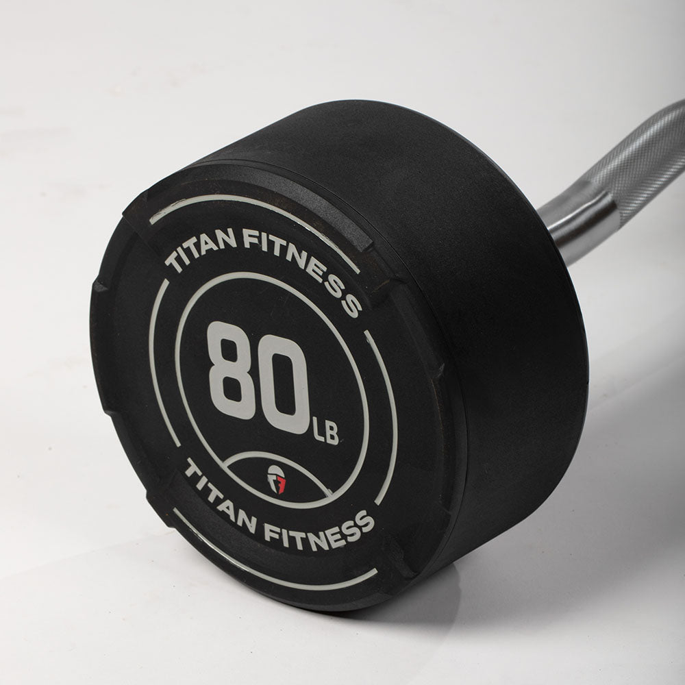 80 LB EZ Curl Fixed Urethane Barbell - Thumbnail 5