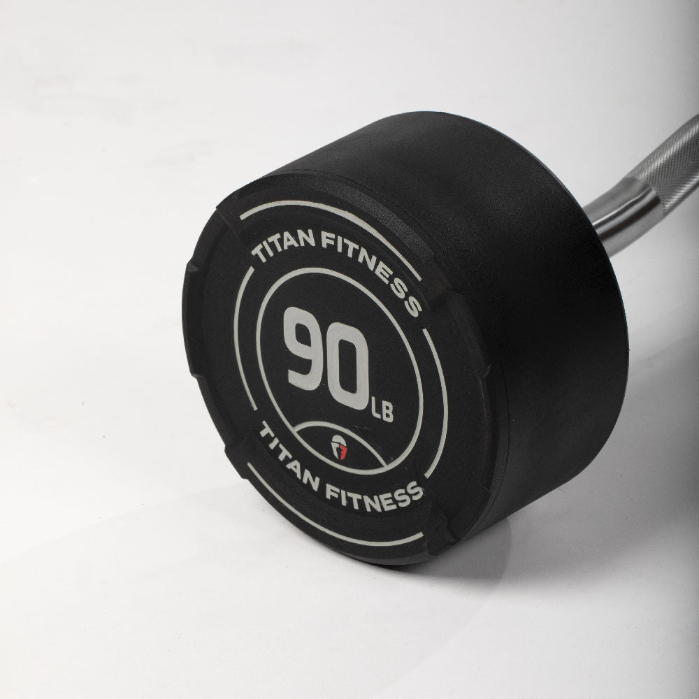 90 LB EZ Curl Fixed Rubber Barbell - view 6