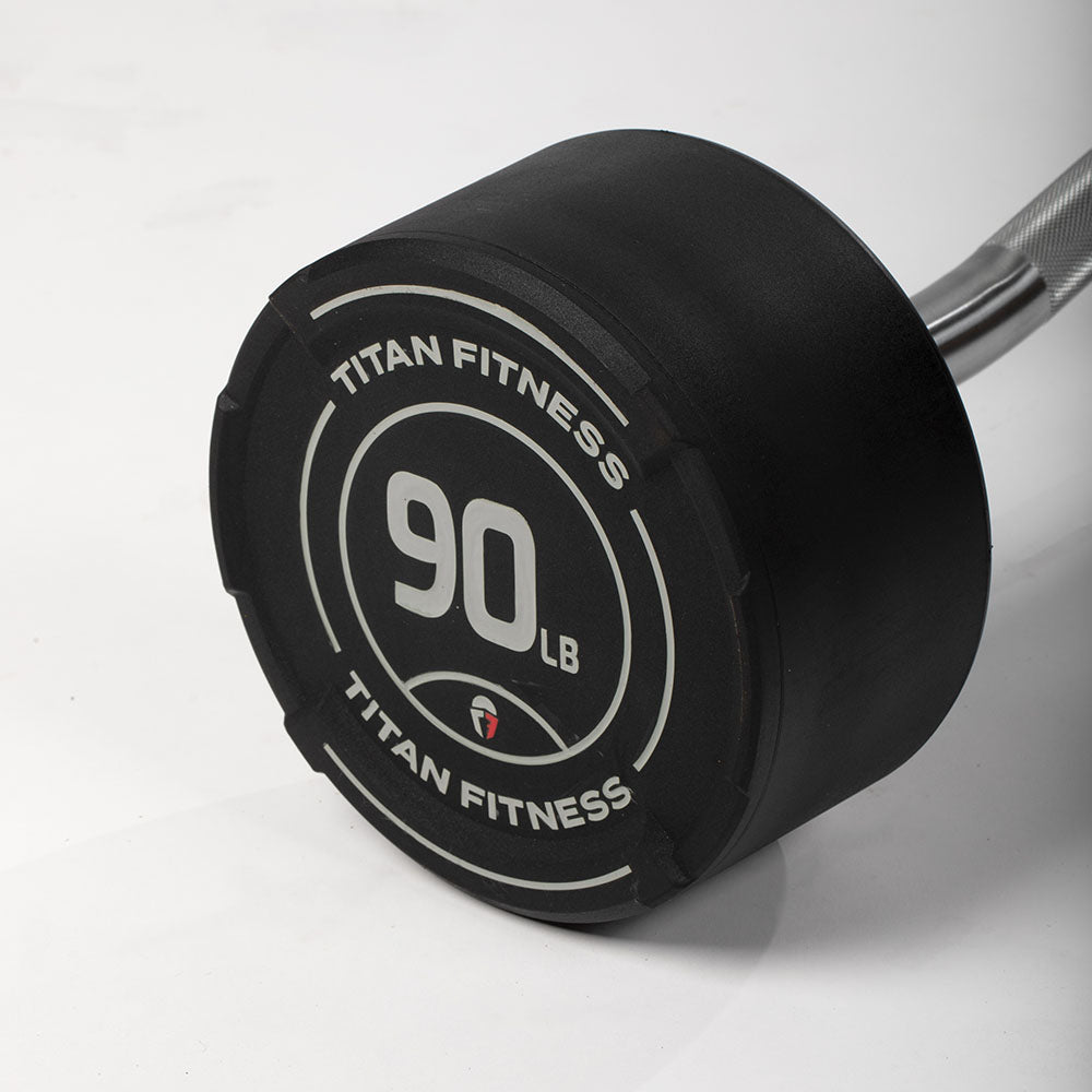 90 LB EZ Curl Fixed Urethane Barbell