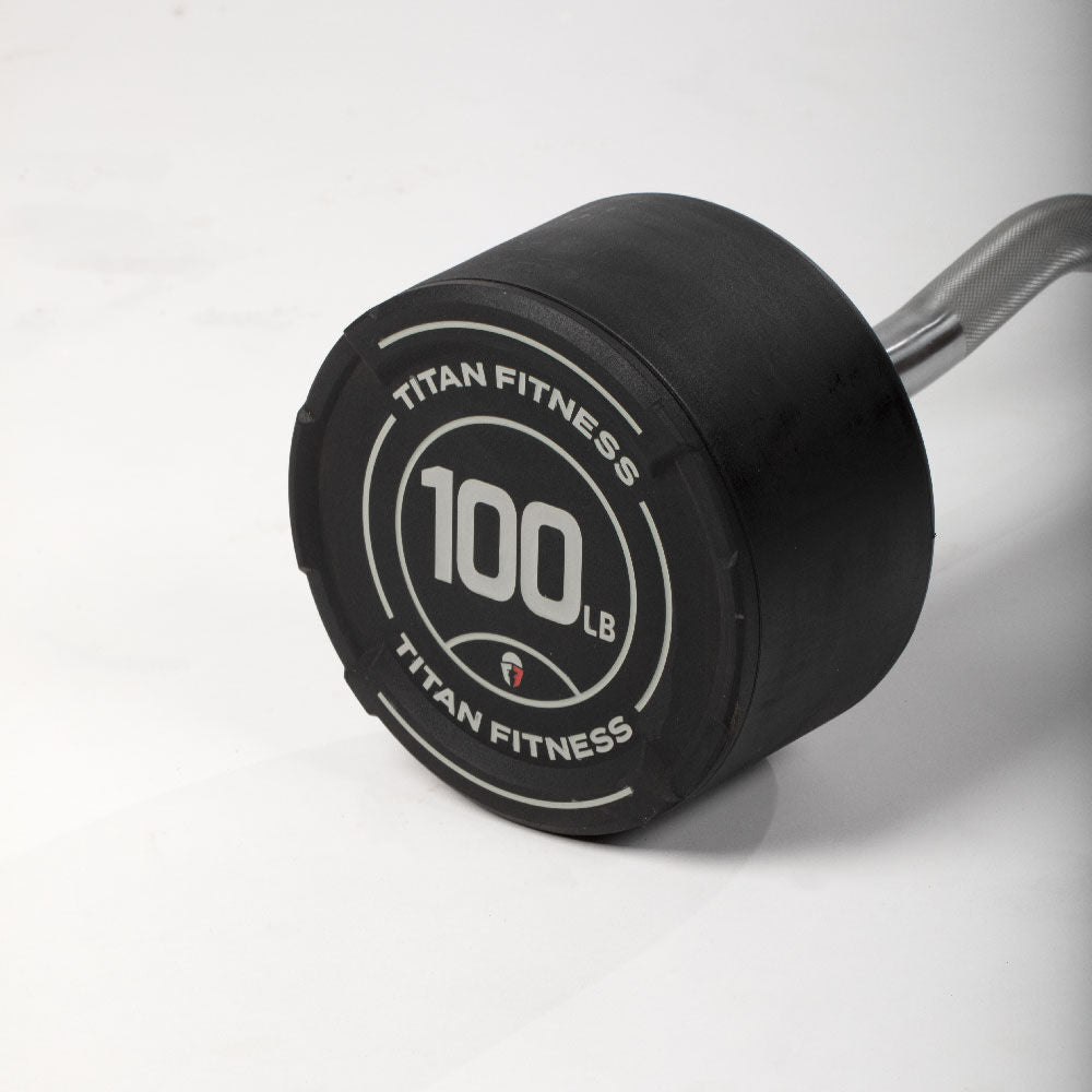 100 LB EZ Curl Fixed Rubber Barbell - view 6