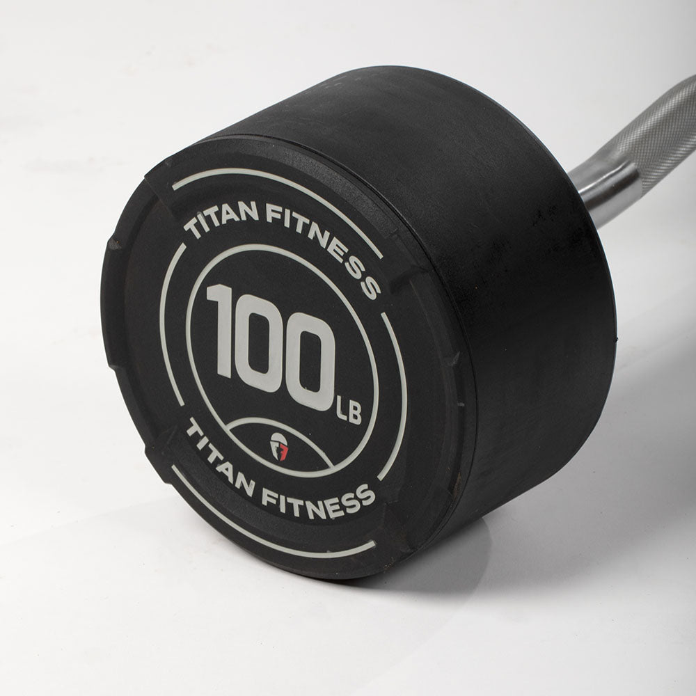100 LB EZ Curl Fixed Urethane Barbell - Thumbnail 3